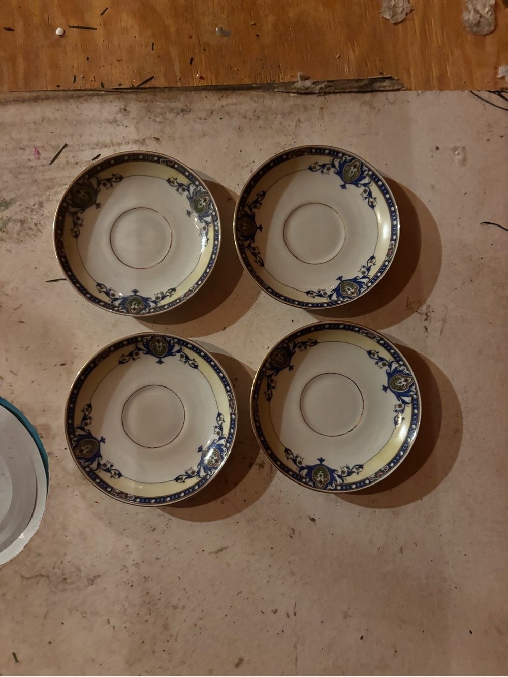 Classic Blue and Cream Porcelain Saucer Set - 4 Pieces
